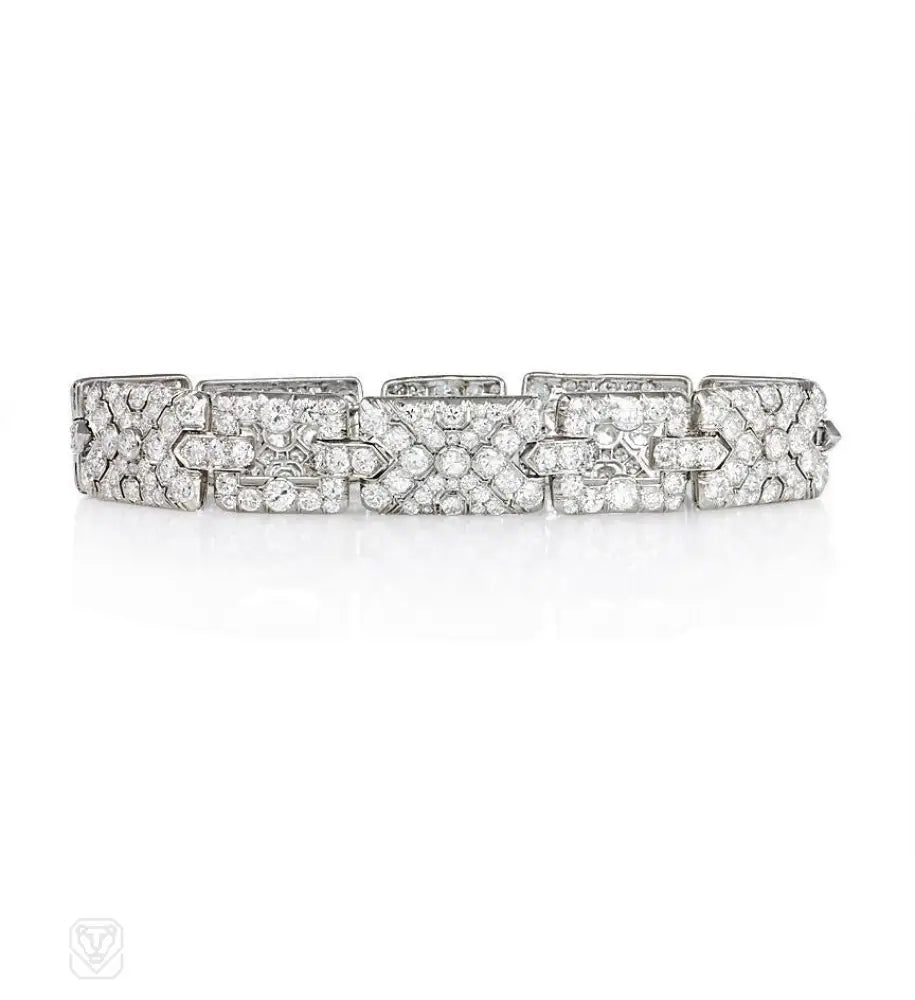 Women’s casual bracelet-Art Deco diamond plaque bracelet