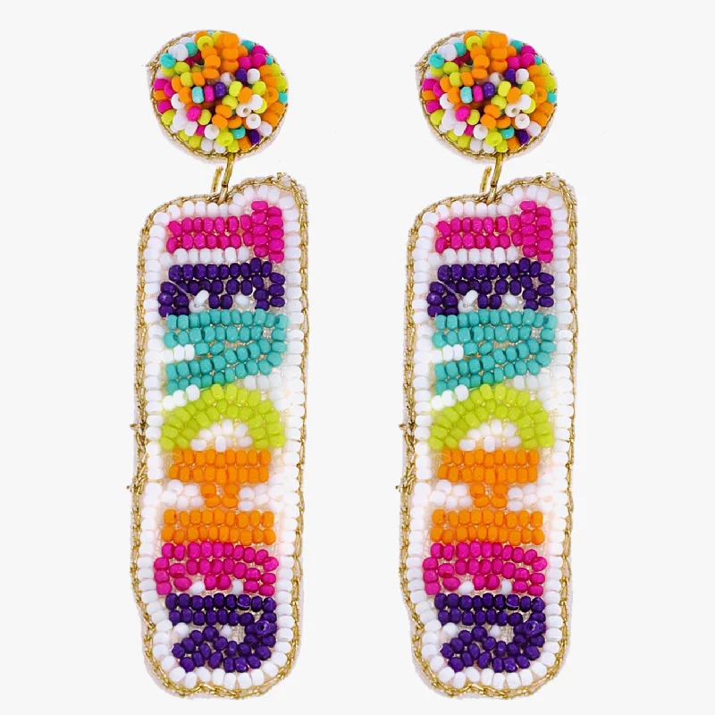 Women’s huggie earrings-Teacher 2 Tiered Beaded Dangle Earrings