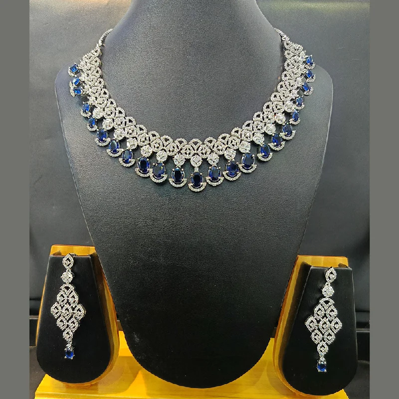 Women’s luxury necklaces-Jain Jewellers Silver Plated AD Necklace Set