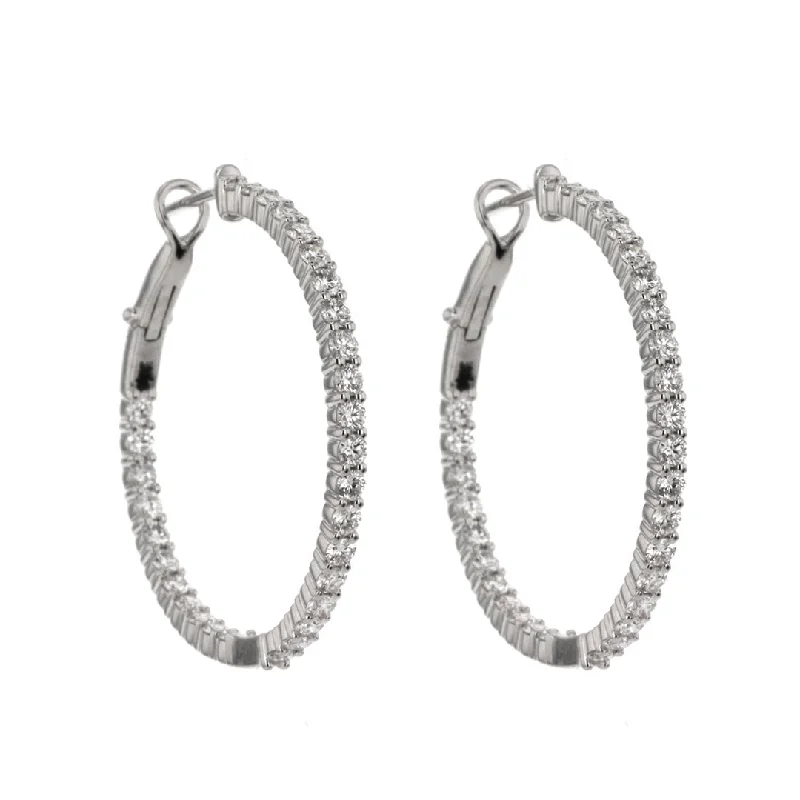 Women’s oversized earrings-2.95 ctw Diamond 1.20" Inside-Out Hoop Earrings | M10275492