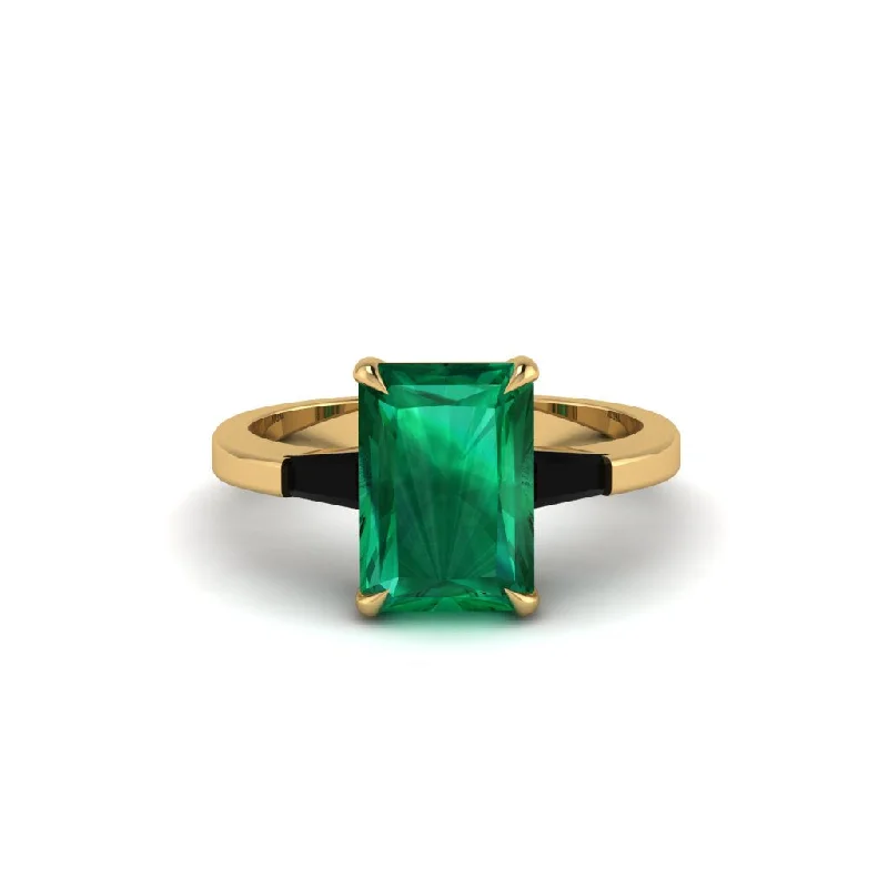 Women’s three-stone diamond ring-Three Stone Radiant Cut Emerald Engagement Ring - Hillary No. 34