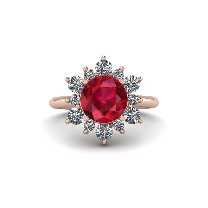 Women’s sapphire engagement ring-Vintage Ruby Snowflake Engagement Ring - Priscilla No. 11