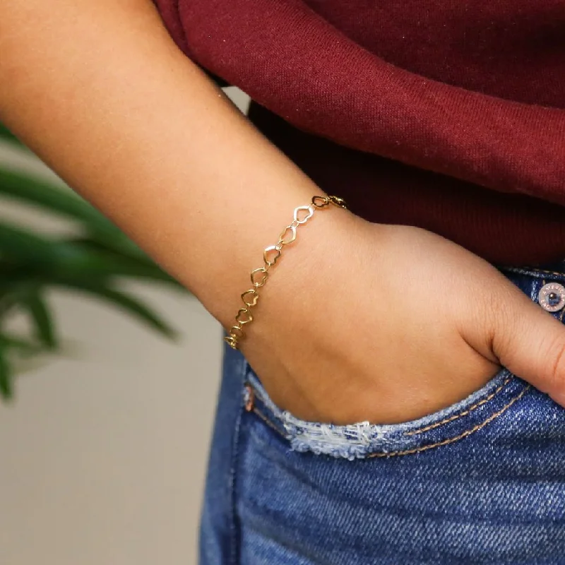 Women’s sparkly bracelet-Linked Hearts Accent Bracelet