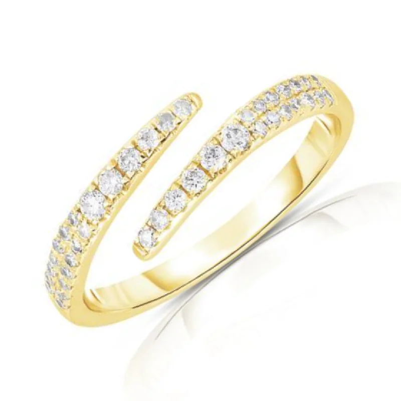 Women’s sparkly gemstone rings-Open Diamond Wrap Ring