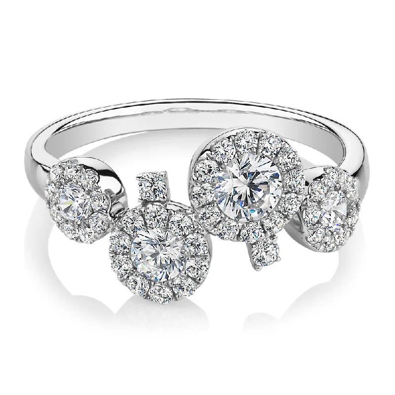 Women’s simple rings-Celeste Dress ring with 0.92 carats* of diamond simulants in 10 carat white gold