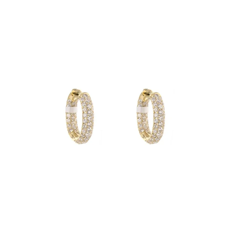 Women’s flower earrings-3.05 ctw Diamond Inside-Out Hoop Earrings