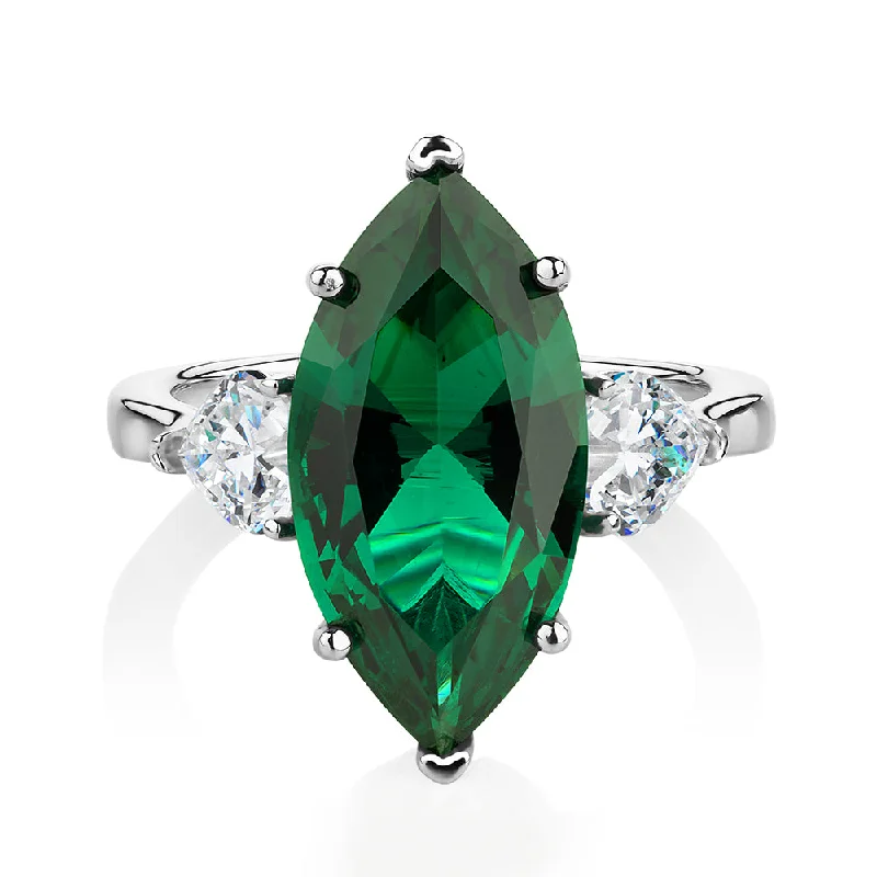 Women’s emerald-cut rings-Dress ring with 0.88 carats* of diamond simulants in sterling silver