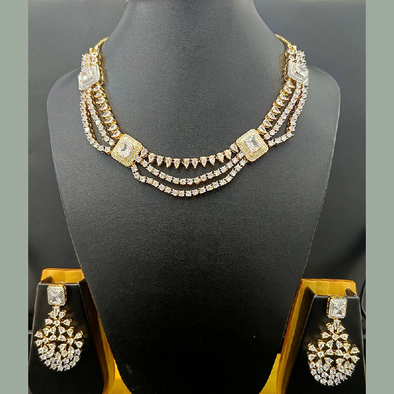 Women’s romantic necklaces-Jain Jewellers Gold Plated AD Necklace Set