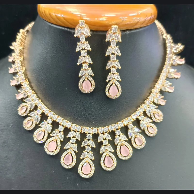 Women’s gemstone necklaces-Jain Jewellers Gold Plated AD Necklace Set