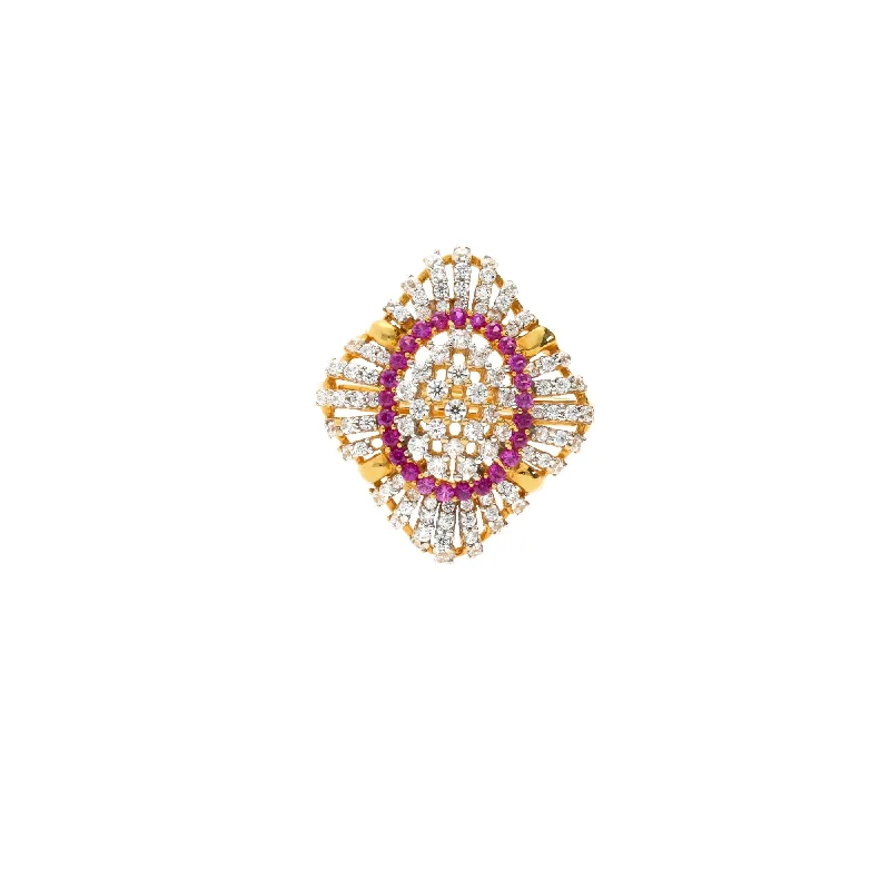 Women’s cocktail diamond rings-22K Gold & Gemstone Delicate Peacock Ring