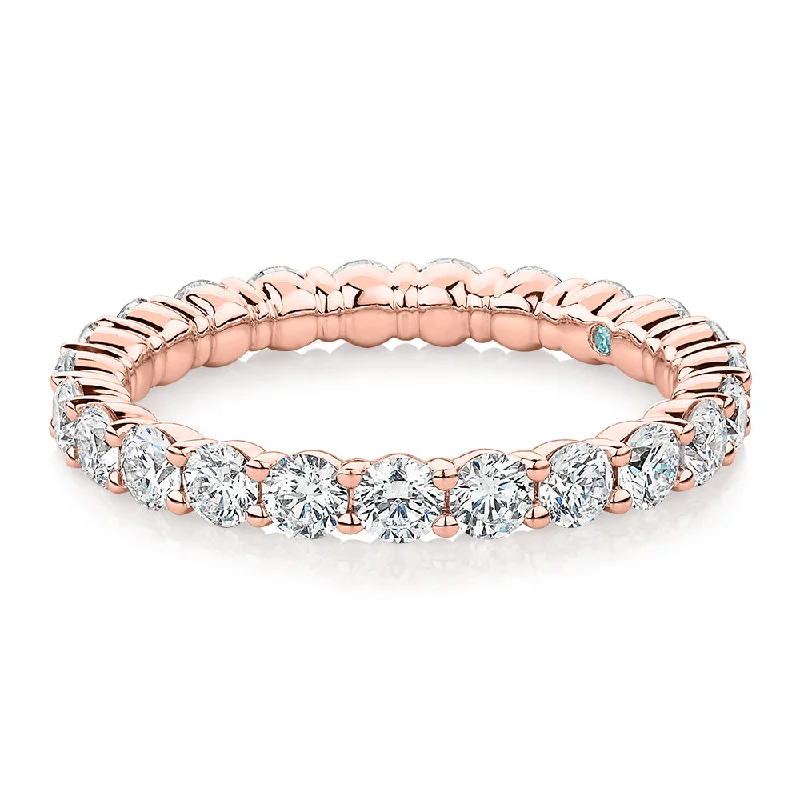 Women’s antique-inspired rings-Premium Lab-Grown Diamond, 1.86 carat TW round brilliant all-rounder wedding or eternity band in 14 carat rose gold