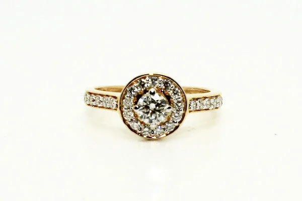 Women’s geometric rings-Diamond Halo Ring In Yellow Gold AD No. 0434