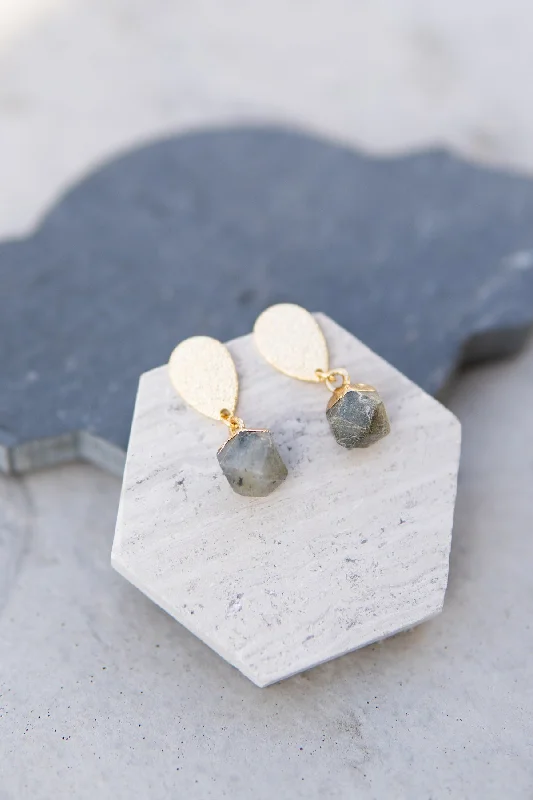 Women’s stackable earrings-Labradorite Drop Earrings