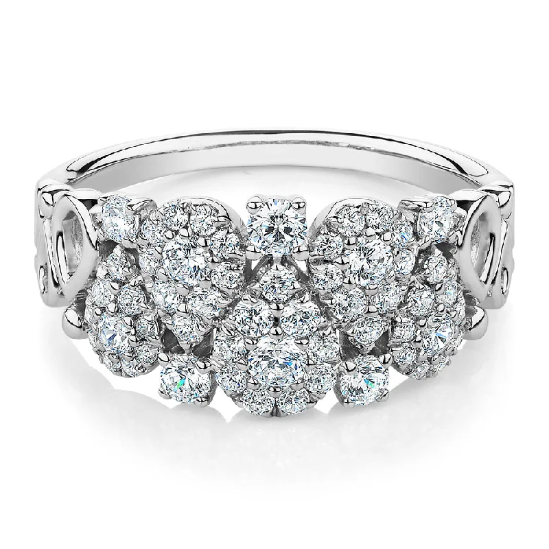 Women’s delicate rings-Celeste Dress ring with 0.96 carats* of diamond simulants in 10 carat white gold