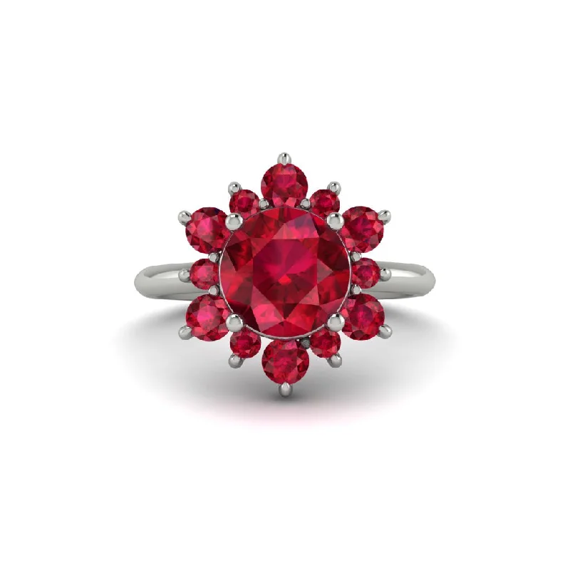 Women’s square diamond ring-Vintage Ruby Snowflake Engagement Ring - Priscilla No. 57