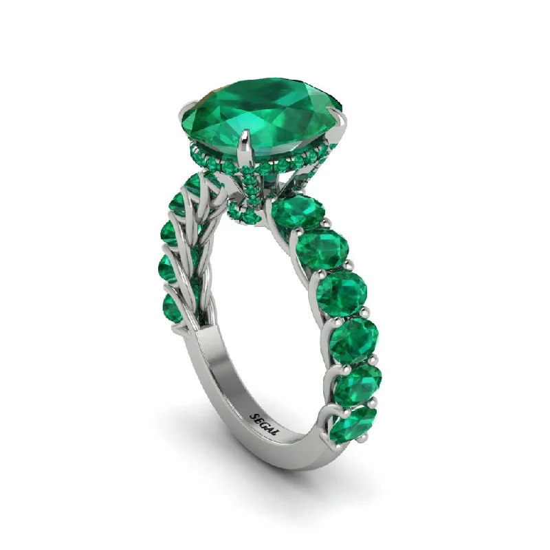 Women’s rose gold engagement ring-4ct Oval Cut Emerald Engagement Ring - Xena No. 21