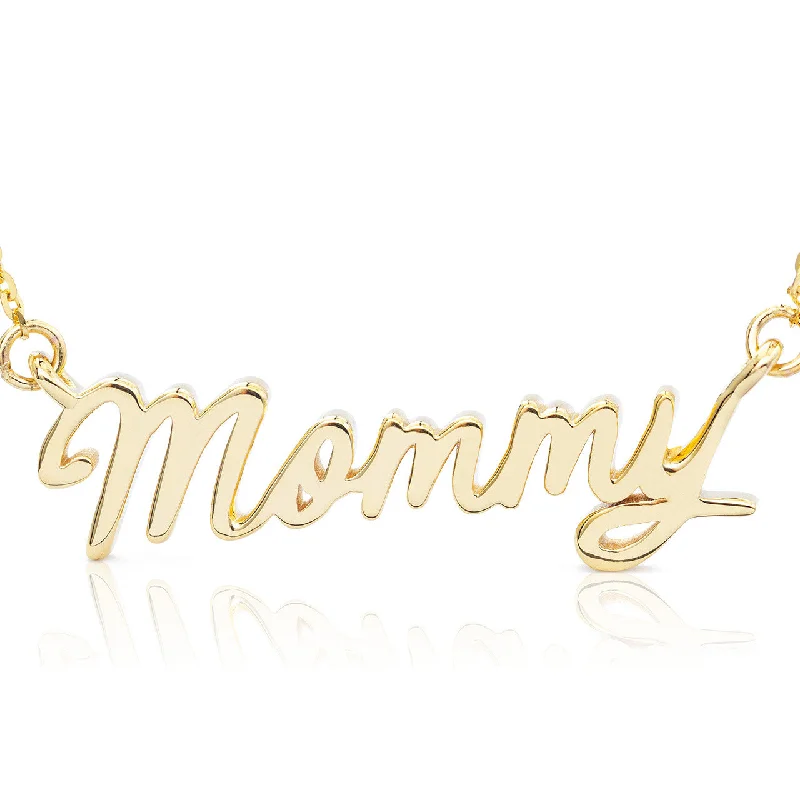 Women’s long gold necklaces-14k Gold Mommy Statement Necklace