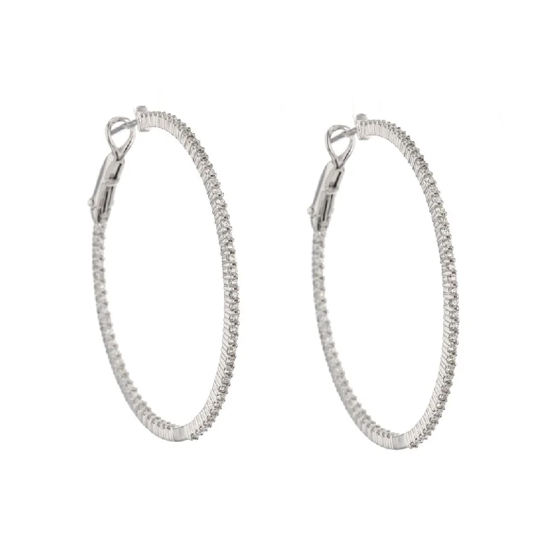 Women’s bridal earrings-1.30 ctw Diamond 1.50" Inside-Out Hoop Earrings | M10278151