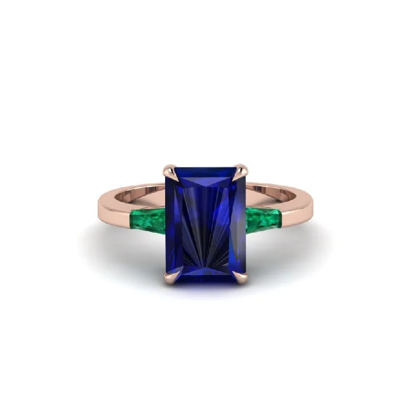 Women’s luxury engagement ring-Three Stone Radiant Cut Sapphire Engagement Ring - Hillary No. 29