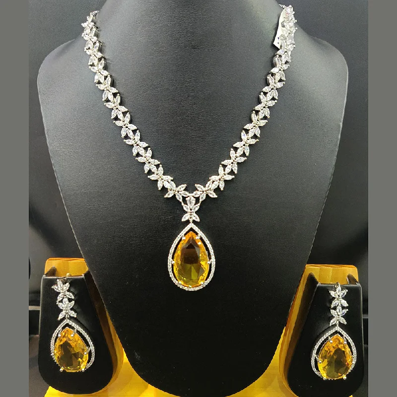 Women’s adjustable necklaces-Jain Jewellers Silver Plated AD Necklace Set