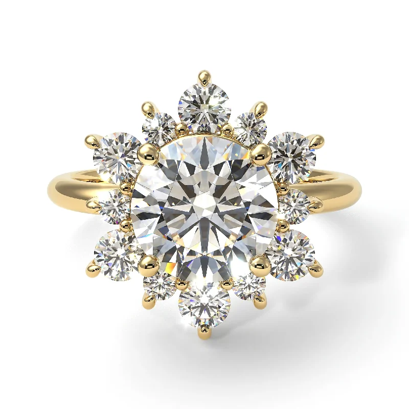 Women’s affordable solitaire engagement ring-Vintage Diamond Snowflake Engagement Ring - Priscilla No. 1