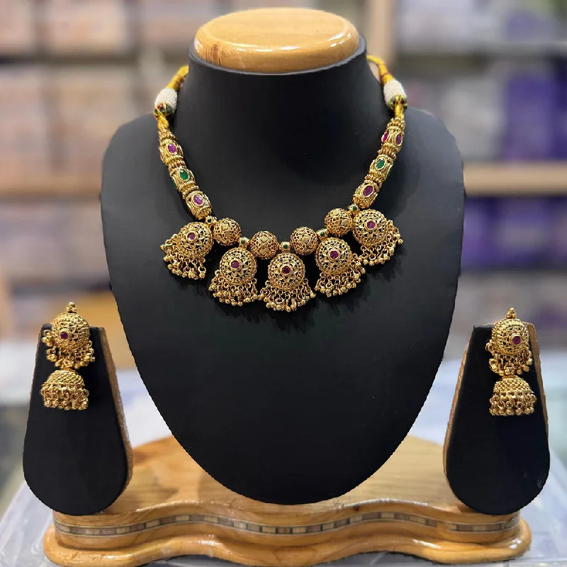 Women’s handmade necklaces-JCM Gold Plated Pota Stone Necklace Set