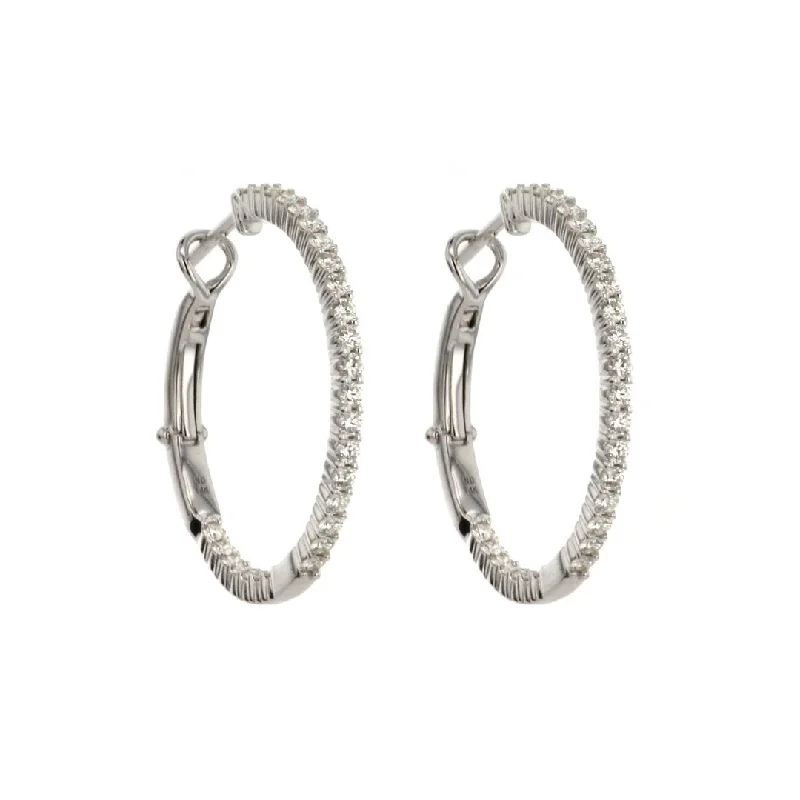 Women’s gold statement earrings-1.55 ctw Diamond 0.90" Inside-Out Hoop Earrings