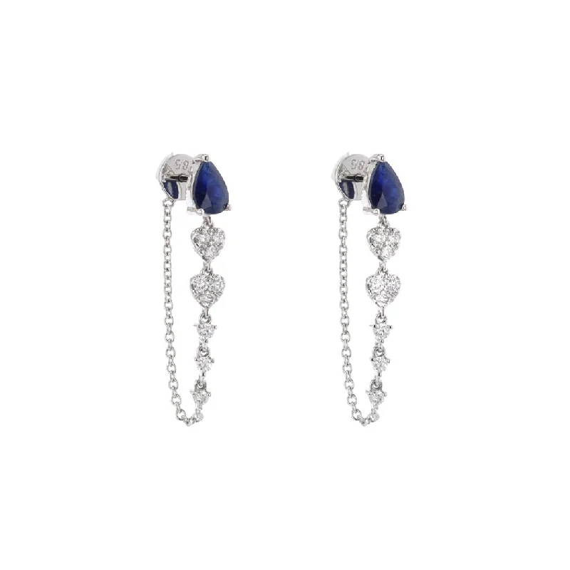 Women’s enamel earrings-Blue Sapphire & Diamond Drop Earrings