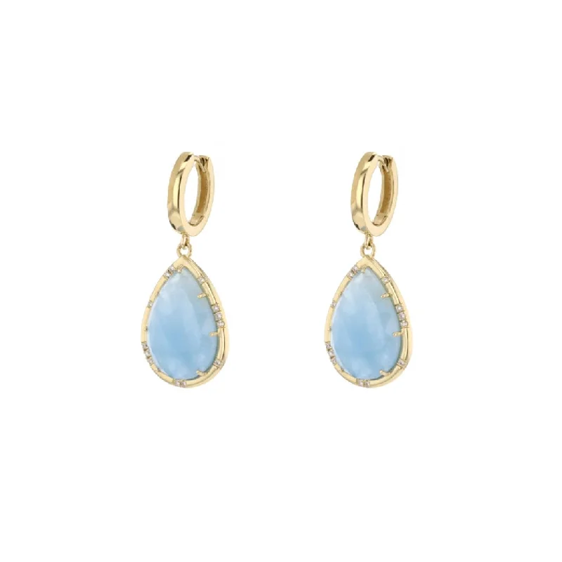 Women’s luxurious earrings-Aquamarine & Diamond Drop Earrings