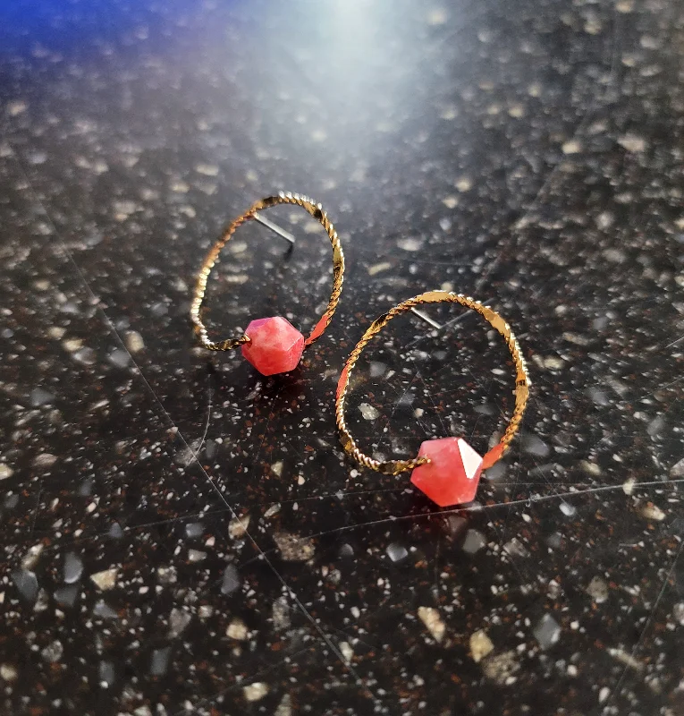 Women’s gemstone drop earrings-Comet Earrings Pink