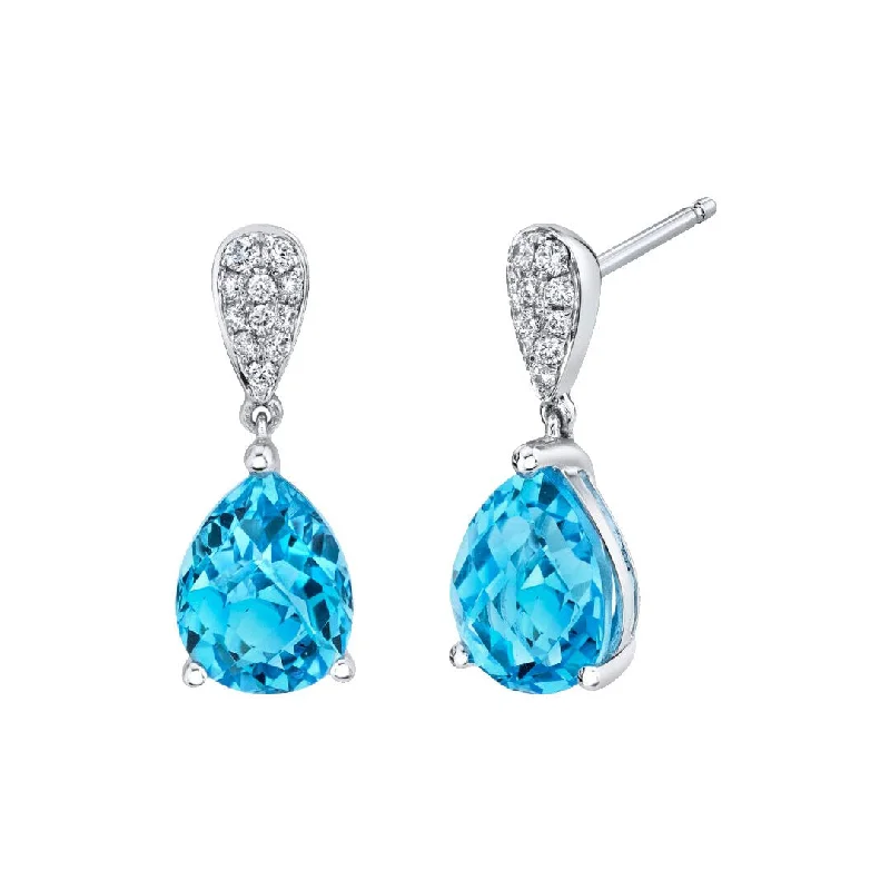 Women’s butterfly earrings-Topaz & Diamond Drop Earrings