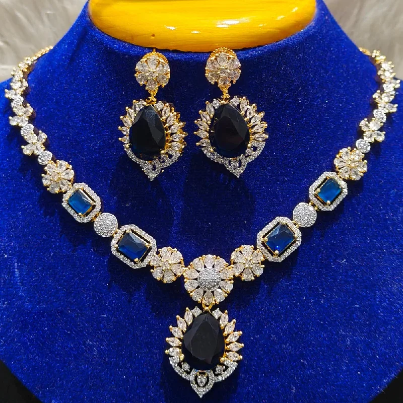 Women’s colorful necklaces-Jain Jewellers Gold Plated AD Necklace Set