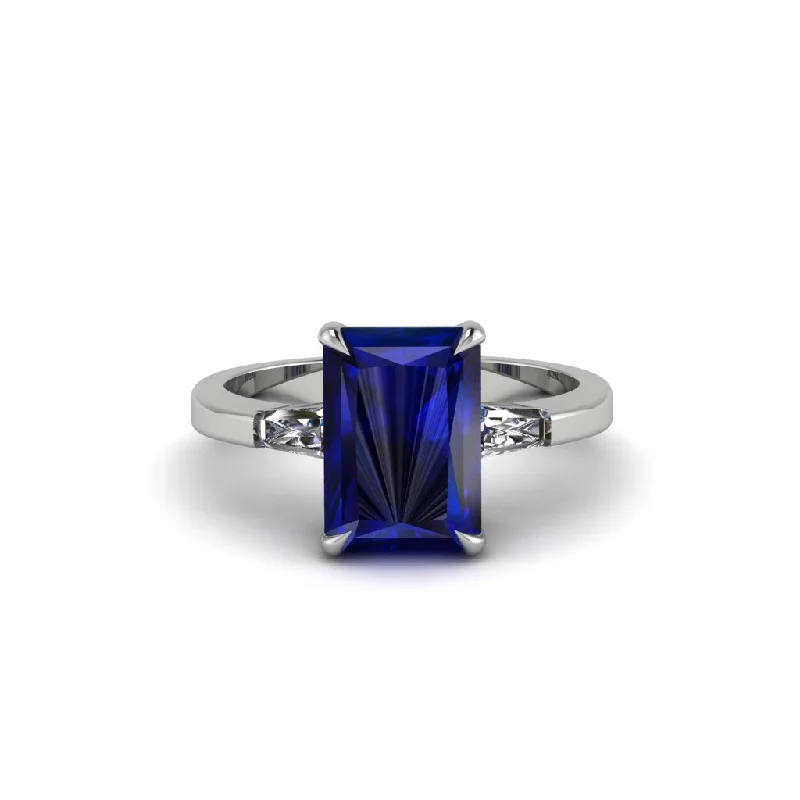 Women’s classic engagement ring-Three Stone Radiant Cut Sapphire Engagement Ring - Hillary No. 15