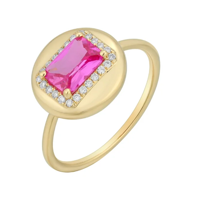 Women’s modern rings-Semi Precious Emerald Cut Dome Ring