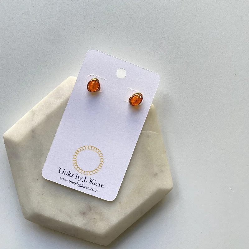 Women’s round earrings-The Morgan Earrings in Orange