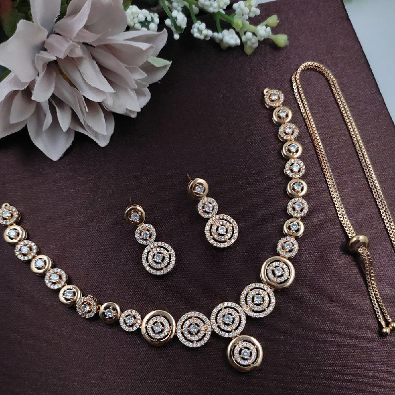 Women’s pearl drop necklaces-Aamrapali Gold Plated AD Necklace Set