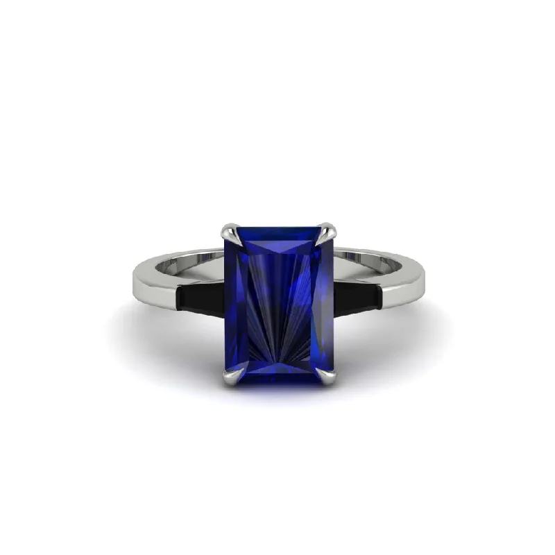 Women’s affordable wedding engagement ring-Three Stone Radiant Cut Sapphire Engagement Ring - Hillary No. 45