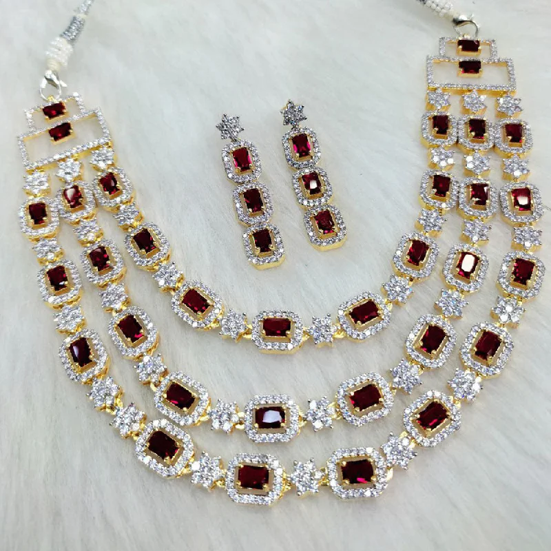 Women’s designer necklaces-Aamrapali  Gold  Plated  AD Necklace Set