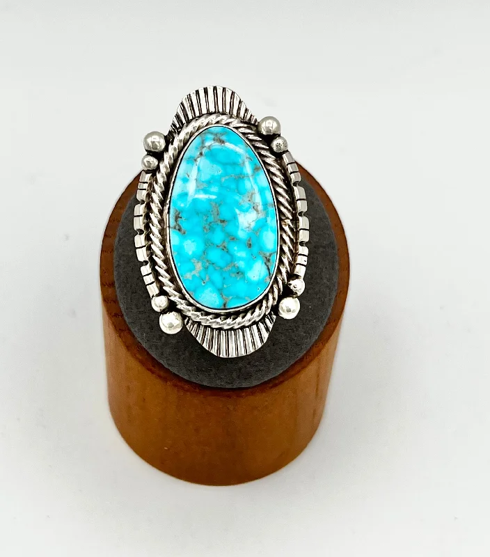 Women’s matching rings-Ring- Navajo Made Kingman Turquoise, Sterling