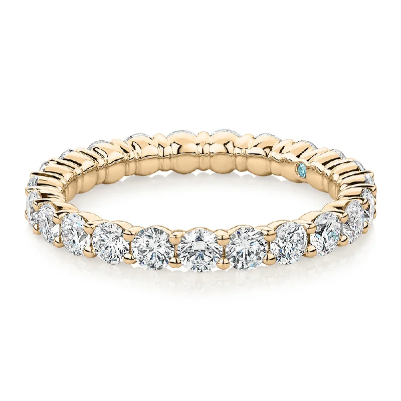 Women’s stackable wedding rings-Premium Lab-Grown Diamond, 1.86 carat TW round brilliant all-rounder wedding or eternity band in 14 carat yellow gold