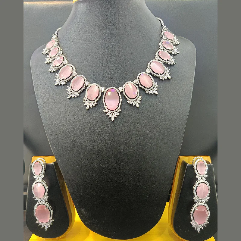 Women’s choker necklaces-Jain Jewellers Silver Plated AD Necklace Set