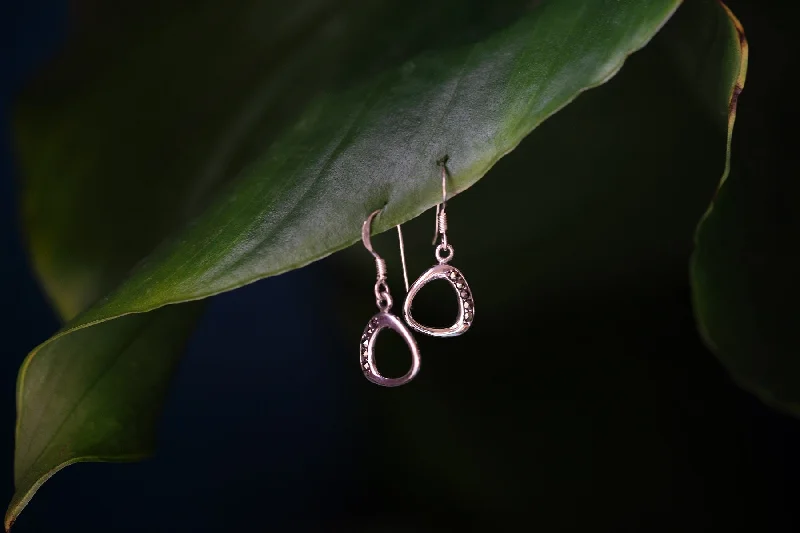 Women’s elegant stud earrings-Open Circle Marcasite Earrings