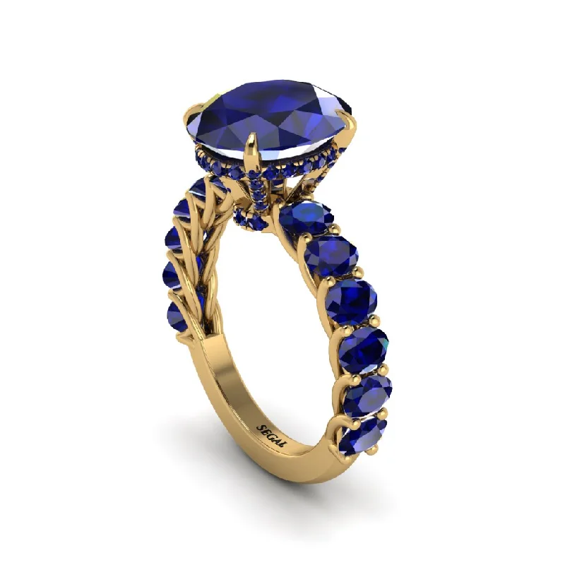 Women’s heart-shaped engagement ring-4ct Oval Cut Sapphire Engagement Ring - Xena No. 73