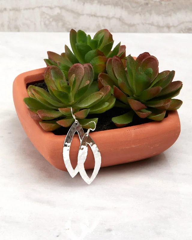 Women’s custom hoop earrings-Hammered Sterling Oblong Earrings