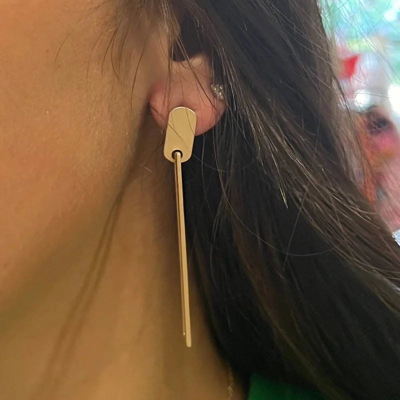 Women’s clip-on earrings-Marley Bar Cut Out Dainty Earrings