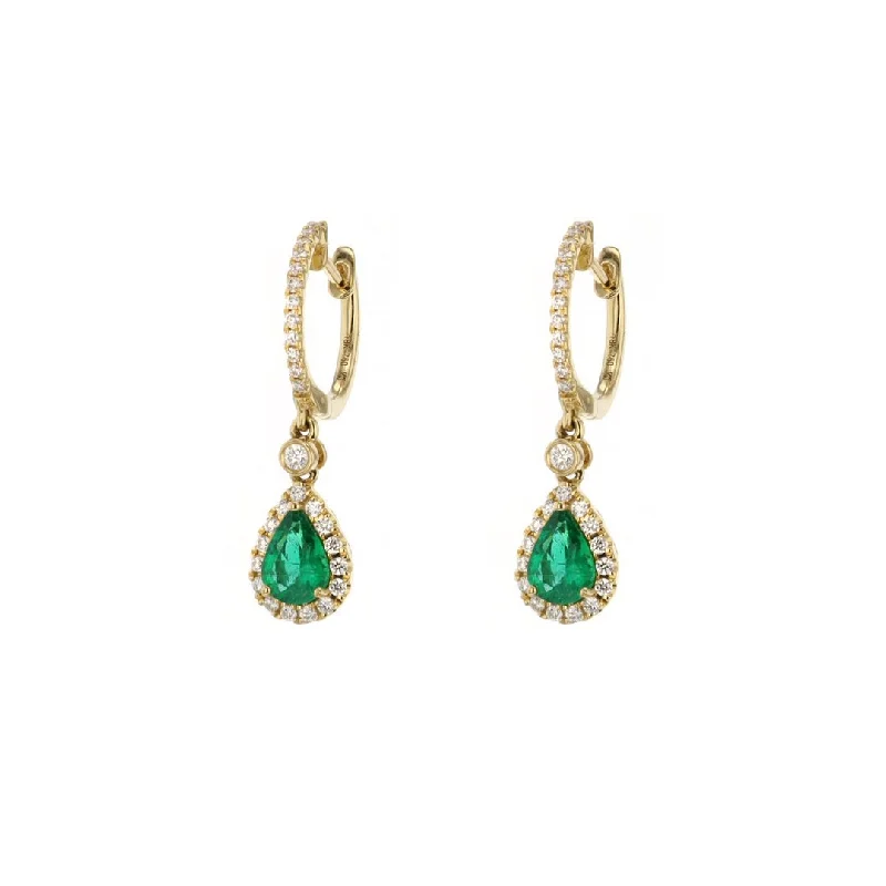 Women’s sparkling earrings-Emerald & Diamond Drop Earrings