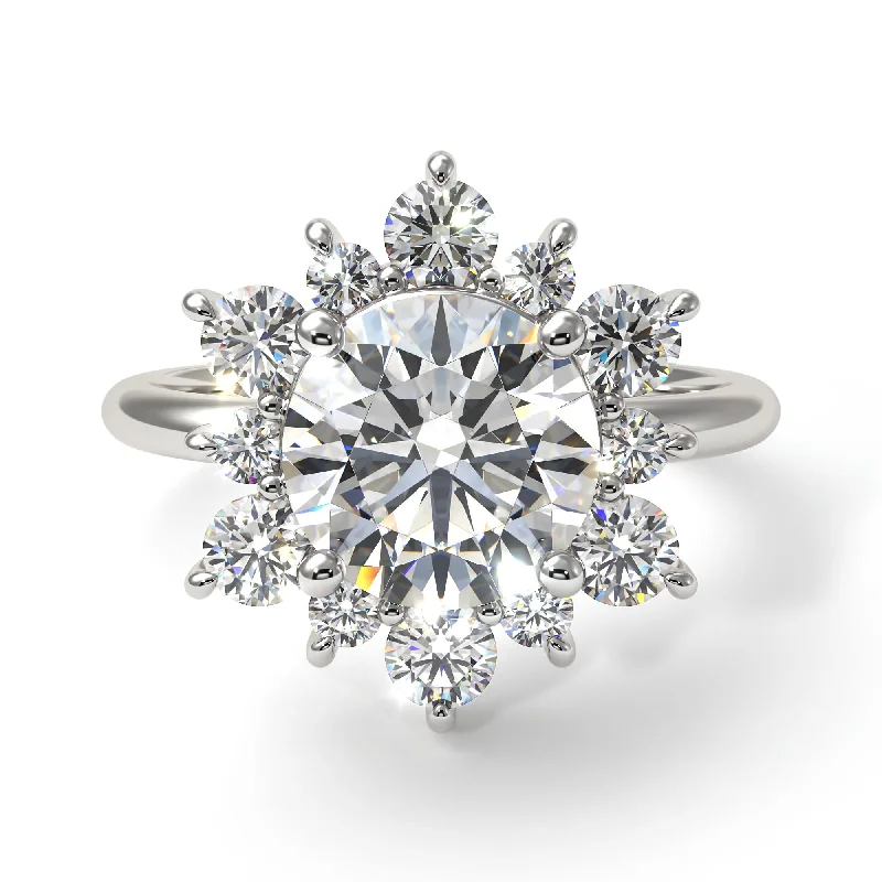 Women’s gold engagement ring-Vintage Diamond Snowflake Engagement Ring - Priscilla No. 3