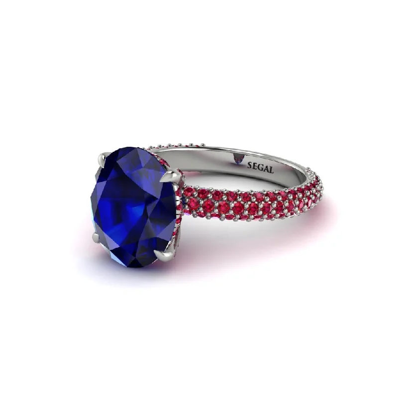 Women’s stylish diamond ring-Oval Cut Sapphire Classic Pave Engagement Ring - Irene No. 60