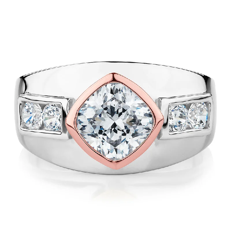 Women’s unique rings-Synergy dress ring with 1.9 carats* of diamond simulants in 10 carat rose gold and sterling silver