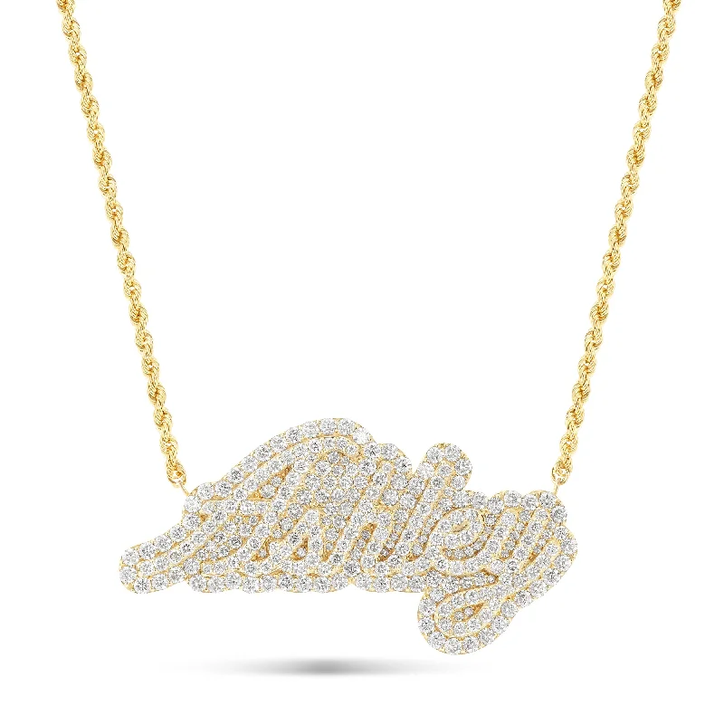 Women’s silver necklaces-Gold and Diamond Bilevel Custom Name Necklace